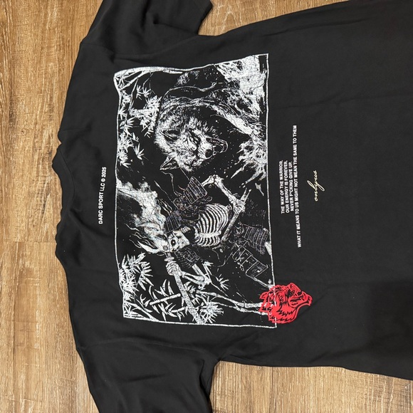 Darc Sport Black Tee with Skeleton and Wolf Graphic, overside - Picture 6 of 8